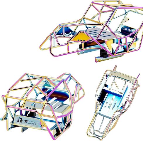Colorful Electroplating Metal Roll Cage Body Shell with Aluminum LED Lamp Holder for 1/18 TRX4M Defender Bronco Crawler Truck Upgrade in Kuwait