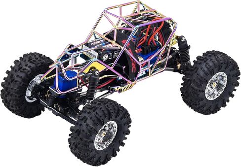 Colorful Electroplating Metal Roll Cage Body Shell with Aluminum LED Lamp Holder for 1/18 TRX4M Defender Bronco Crawler Truck Upgrade in Kuwait