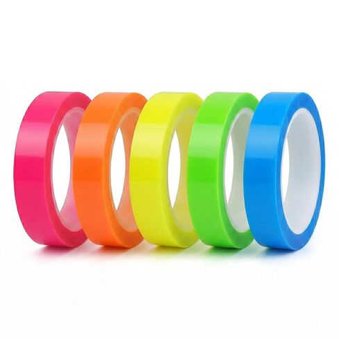 5 Rolls Highlighter Tape Colored Transparent Marking Sticker Removable Fluorescent Neon Tape Annotation Supplies for Teachers Students Reading Home Office (0.23inch X 16ft) in Kuwait