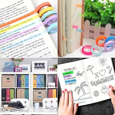 5 Rolls Highlighter Tape Colored Transparent Marking Sticker Removable Fluorescent Neon Tape Annotation Supplies for Teachers Students Reading Home Office (0.23inch X 16ft) in Kuwait