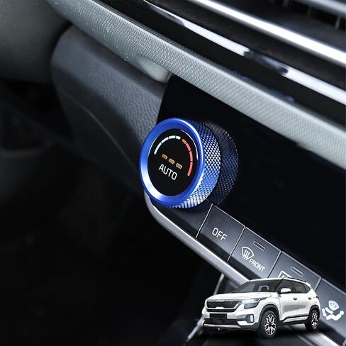 One Pcs Aluminum Interior Air Conditional Konb Ring Trim Cover, Compatible with Kia Seltos 2021-2023 Accessories (Black) in Saudi Arabia