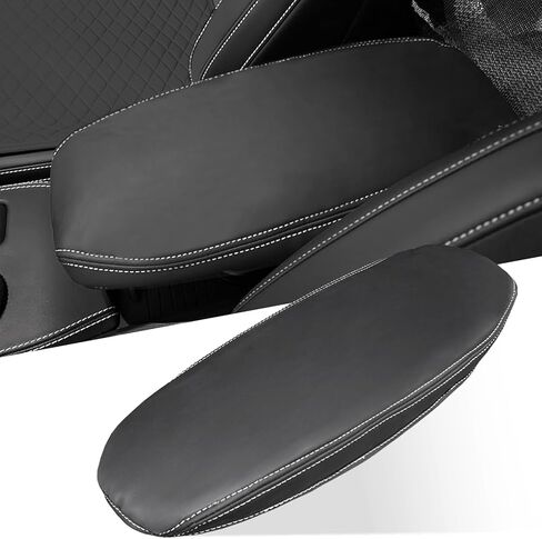 Center Console Cover for Mustang Mach E 2026 2025 - Soft Leather Armrest Pads Protector for Ford Mustang Mach E 2021 2022 2023 2024 2025 2026 Interior Accessories (Black) in Saudi Arabia