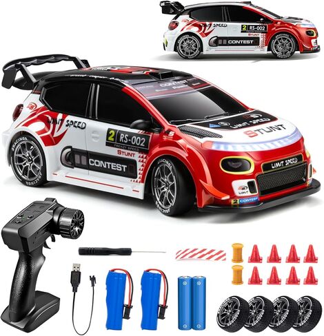سيارة الانجراف RC، سيارة الانجراف بالتحكم عن بعد 1/24 للبالغين والأطفال، 20 كم/ساعة 4WD سيارات RC منخفضة/عالية السرعة مع أضواء LED، إطارات انجراف إضافية، مركبة للأولاد والبنات المبتدئين في الداخل والخارج باللون الأزرق in Kuwait