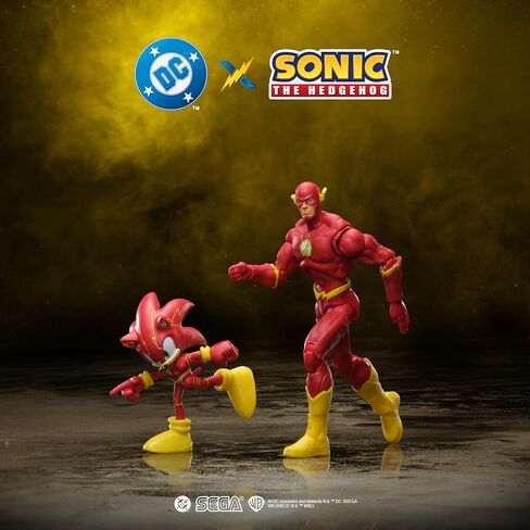 DC X Sonic Collectable Action Figure Multipack Pair of Sonic as The Flash and The Flash Himself! Featuring Multiple Points of Articulation for Action-Packed Posing in Kuwait