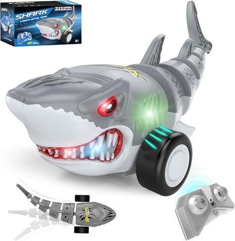 سيارة القرش بجهاز التحكم عن بعد، سيارات RC، ألعاب للأطفال بعمر 4 5 6 7 8 12 مع ذيل متأرجح، أضواء LED، عيد ميلاد الأطفال الصغار للأولاد والبنات، ألعاب للأطفال (أزرق) in Kuwait