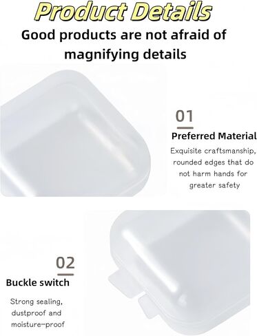 luvilly6 Pack Mini Plastic Storage Containers, Small Square Plastic Containers, Thicken Square Pill Box for Collecting Small Items/Crafters(1.38"*1.38"*0.67") in Kuwait