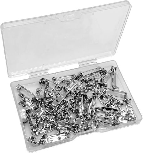50PCS Flat Bar Pins 20MM, Brooch Pin Backs with 3 Holes Silver Bar Pin Backs for DIY Crafts Jewelry Making Making Badge Insignia Backpacks (50PCS Safety Pins(20mm)) in Kuwait