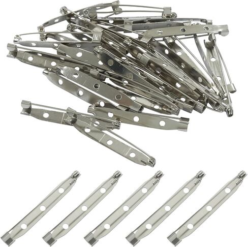 45mm Brooch Pin Back, 100 Pcs Bar Pin Back, Safety Clasp Brooch for DIY Crafts, Badge, Name Tag, Jewelry Making in Kuwait