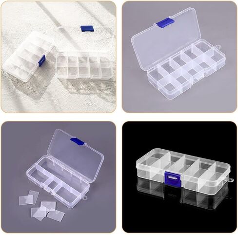 6pcs Mini Plastic Storage Box with Removable Grid Compartments, Small Adjustable Organizer for Jewelry, Beads, and DIY Craft Supplies, Portable Trinket Container and Hobbyists in Kuwait