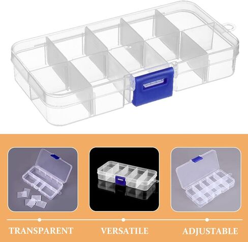 6pcs Mini Plastic Storage Box with Removable Grid Compartments, Small Adjustable Organizer for Jewelry, Beads, and DIY Craft Supplies, Portable Trinket Container and Hobbyists in Kuwait