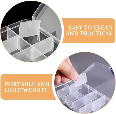 6pcs Mini Plastic Storage Box with Removable Grid Compartments, Small Adjustable Organizer for Jewelry, Beads, and DIY Craft Supplies, Portable Trinket Container and Hobbyists in Kuwait