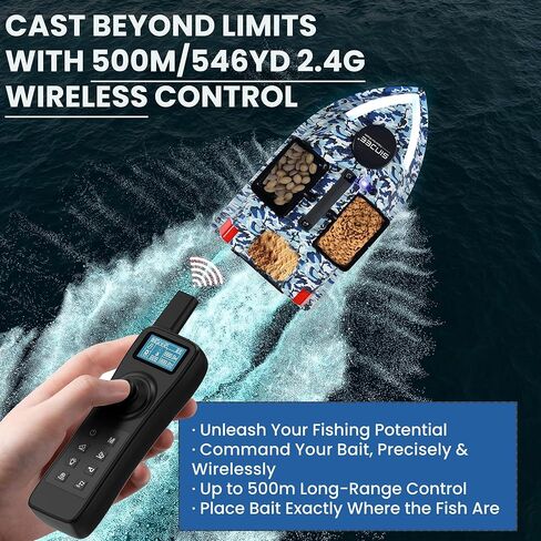 قارب طعم RC مع مستشعر متكامل لعمق المياه ودرجة الحرارة، قارب طعم صيد GPS مع نطاق 546 ياردة، 3 خزانات طعم مستقلة، وقت تشغيل 4 ساعات، إرجاع تلقائي عالي الدقة لصيد سمك الشبوط وسمك السلور in Kuwait