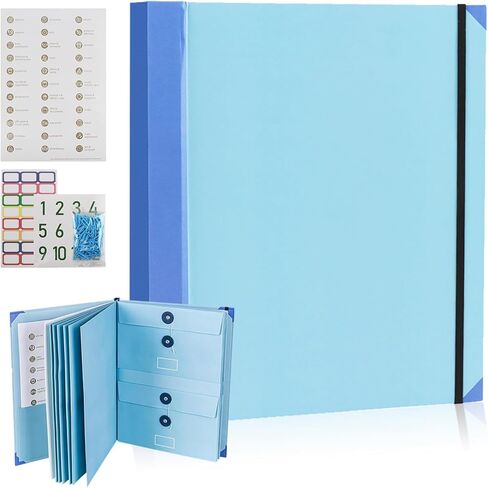 Important Document Organizer, Folio Folders with Pockets, Personal Binder Organizer with Labels, for Important Documents, Birth Certificates, Damage Resistant Folder, Photos, and Letters in Kuwait