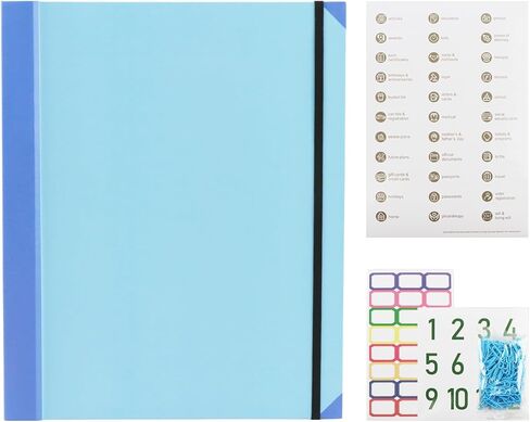 Important Document Organizer, Folio Folders with Pockets, Personal Binder Organizer with Labels, for Important Documents, Birth Certificates, Damage Resistant Folder, Photos, and Letters in Kuwait