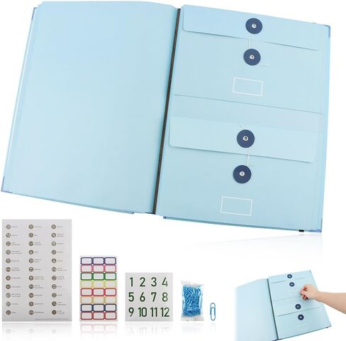 Important Document Organizer, Folio Folders with Pockets, Personal Binder Organizer with Labels, for Important Documents, Birth Certificates, Damage Resistant Folder, Photos, and Letters in Kuwait