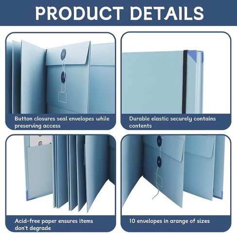 Important Document Organizer, Folio Folders with Pockets, Personal Binder Organizer with Labels, for Important Documents, Birth Certificates, Damage Resistant Folder, Photos, and Letters in Kuwait
