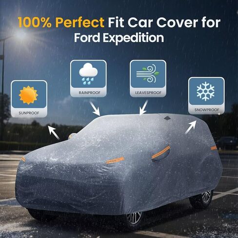 Large SUV Car Cover for Ford Expedition 100% Waterproof All Weather, Heavy Duty Outdoor Full Exterior Covers Rain Sun Wind UV Hail Protection. in Kuwait