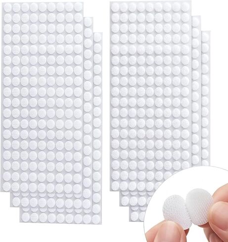 Hook and Loop Self Adhesive Dots, 1080Pcs (540 Pairs) 0.39 Inch Small Round Sticky Back Circles, Strong Adhesive Fastener Dots for Classroom, Office, Home, Balloon Decoration, DIY Crafts, White in Kuwait