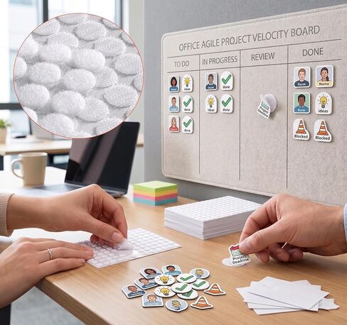 Hook and Loop Self Adhesive Dots, 1080Pcs (540 Pairs) 0.39 Inch Small Round Sticky Back Circles, Strong Adhesive Fastener Dots for Classroom, Office, Home, Balloon Decoration, DIY Crafts, White in Kuwait
