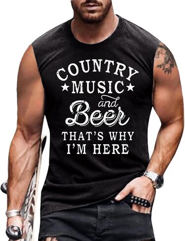 Country Music Sleeveless Shirt for Men Western Vintage Steer Skull Tank Top in Saudi Arabia