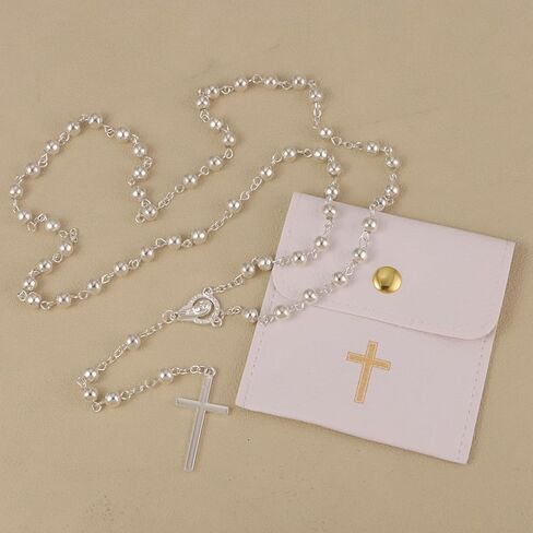Rosary Beads Catholic with Rosary Pouch, Rosary Necklace with Leather Pouch, Prayer Beads Christian Gifts for Women Catholic Gifts in Saudi Arabia