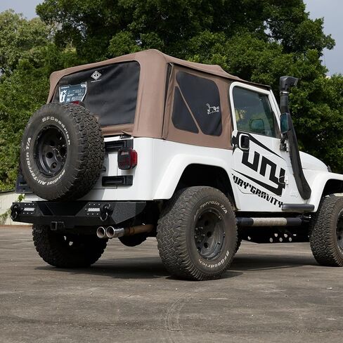 المصد الخلفي من GarveeTech متوافق مع 2007-2018 Wrangler JK وUnlimited JKU (2/4 أبواب)، مصد عرض كامل لزاحف الصخور على الطرق الوعرة مع 2 مصباح LED وحلقتين على شكل حرف D in Kuwait