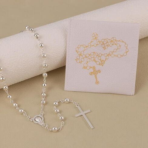 Rosary Beads Catholic with Rosary Pouch, Rosary Necklace with Leather Pouch, Prayer Beads Christian Gifts for Women Catholic Gifts in Saudi Arabia