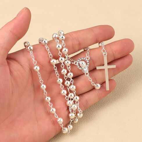 Rosary Beads Catholic with Rosary Pouch, Rosary Necklace with Leather Pouch, Prayer Beads Christian Gifts for Women Catholic Gifts in Saudi Arabia