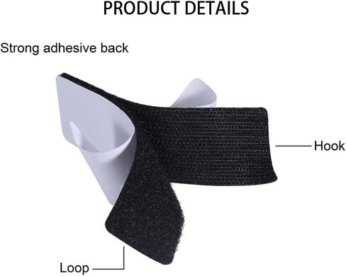 20 Sets Hook and Loop Fastener Strips, 1x4 Inch, Adhesive Heavy Duty Double Sided, for Home & Office Use, Black in Kuwait