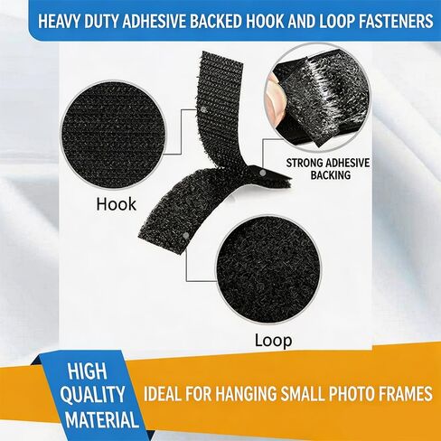 20 Sets Hook and Loop Fastener Strips, 1x4 Inch, Adhesive Heavy Duty Double Sided, for Home & Office Use, Black in Kuwait