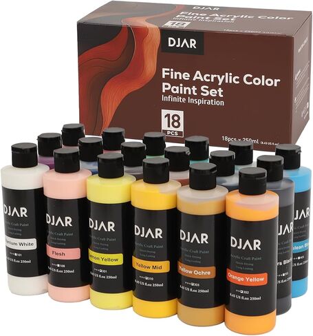 DJAR Acrylic Paint, 36 Colors Acrylic Paint Set, 2 fl oz/60ml Bottles, Rich Pigment Colors, WaterProof Art Supplies for Artists, Beginners and Kids on Rocks Crafts Canvas Wood Ceramic Fabric in Saudi Arabia