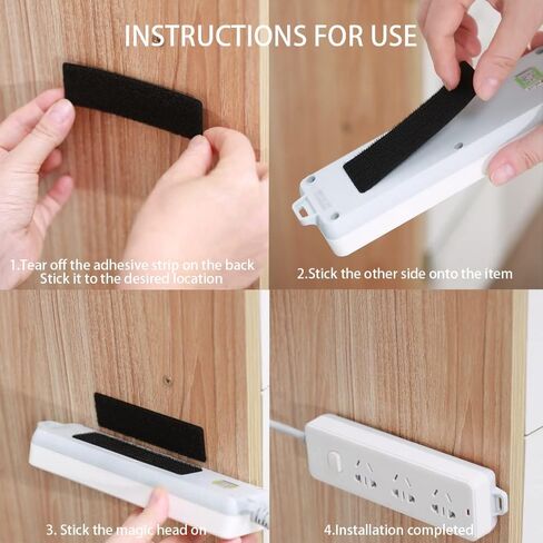20 Sets Hook and Loop Fastener Strips, 1x4 Inch, Adhesive Heavy Duty Double Sided, for Home & Office Use, Black in Kuwait
