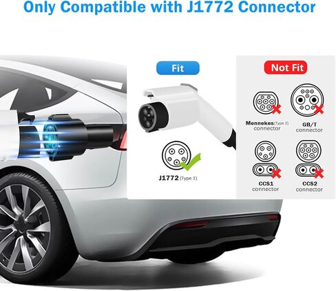 محول شحن J1772 لطراز Tesla 3، Y، S، X، حتى 80 أمبير 280 فولت - محول J1772 إلى NACS مع شاحن آمن معتمد وسهل الإعداد وتصميم شحن فعال مطلي بالشاحن in Kuwait