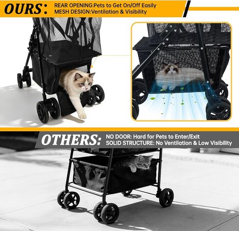 Folding Shopping Cart & Pet，110lbs ，2-in-1 Personal Cart with Removable Basket & Lower Dogs Stroller，Single-Hand Fold, Collapsible Utility Trolley Cart for Groceries, Laundry, Camping & Pet Traveling in Kuwait