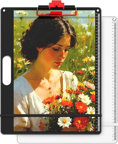 لوحة رسم بمقبض مقاس 13 × 17 بوصة - لوحة رسم محمولة من الألومنيوم، مشبك 2 في 1، شريط مطاطي، سطح غير لامع غير قابل للانزلاق، فتحة حبل قصير - لوازم فنية للبالغين والطلاب (عبوة بيضاء واحدة) in Kuwait