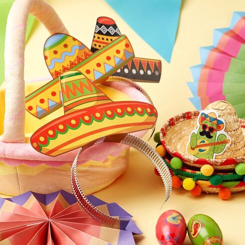 JOYIN 24 جهاز كمبيوتر شخصى Cinco de Mayo Sombrero عصابات الرأس لحفلة العيد المكسيكية تحت عنوان، لوازم الحفلات زينة لمستلزمات حفلات قبعة العيد الممتعة، دعائم صور لحدث Luau in Kuwait