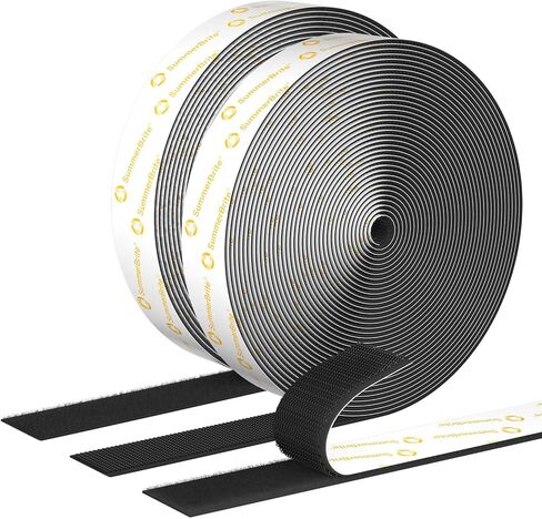 SummerBrite 1 Inch x 24 Feet Hook and Loop Tape Roll Black, Strong Self Adhesive Sticky Back Mounting Tape, Heavy Duty Fastener Strips for Cable Management, DIY Crafts & Garage, Cut to Length in Kuwait