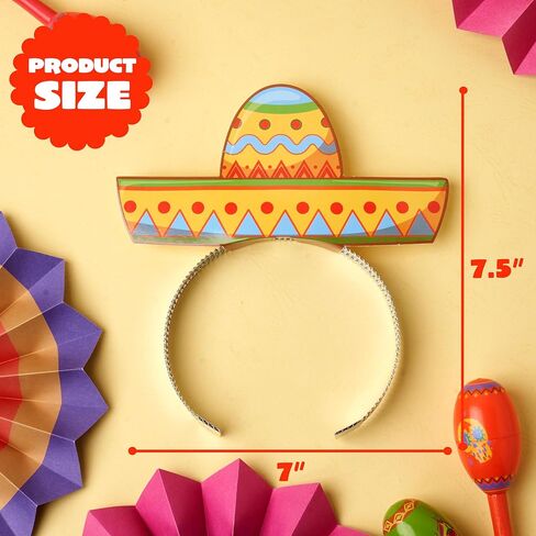 JOYIN 24 جهاز كمبيوتر شخصى Cinco de Mayo Sombrero عصابات الرأس لحفلة العيد المكسيكية تحت عنوان، لوازم الحفلات زينة لمستلزمات حفلات قبعة العيد الممتعة، دعائم صور لحدث Luau in Kuwait
