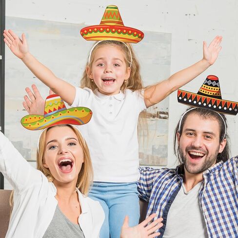 JOYIN 24 جهاز كمبيوتر شخصى Cinco de Mayo Sombrero عصابات الرأس لحفلة العيد المكسيكية تحت عنوان، لوازم الحفلات زينة لمستلزمات حفلات قبعة العيد الممتعة، دعائم صور لحدث Luau in Kuwait