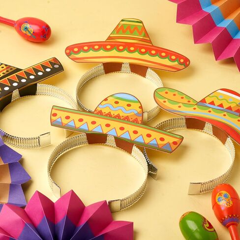 JOYIN 24 جهاز كمبيوتر شخصى Cinco de Mayo Sombrero عصابات الرأس لحفلة العيد المكسيكية تحت عنوان، لوازم الحفلات زينة لمستلزمات حفلات قبعة العيد الممتعة، دعائم صور لحدث Luau in Kuwait