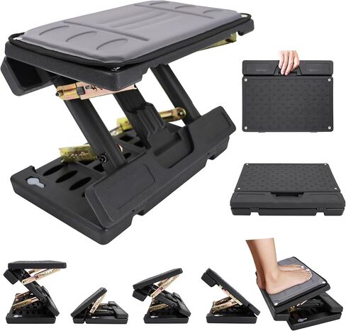 Adjustable Foot Rest Under Desk - Ergonomic Office Foot Stool with Massage, Leg Rest for Desk, Anti-Slip Design for Home & Work, Improves Posture (Black) in Kuwait