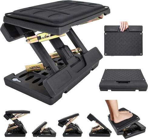 Adjustable Foot Rest Under Desk - Ergonomic Office Foot Stool with Massage, Leg Rest for Desk, Anti-Slip Design for Home & Work, Improves Posture (Black) in Kuwait