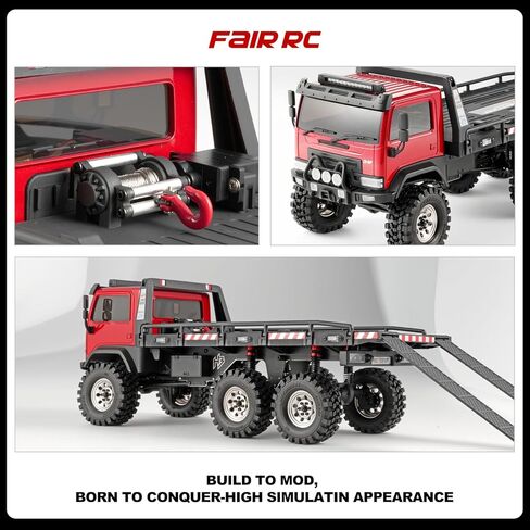 FairRC 1/18 RC الزاحف CR18P Arktos 6x6 RC الزاحف، زاحف الصخور RC عالي الأداء مع محاور مسطحة وبوابة، زاحف شاحنة RC من فئة الهوايات، سيارة التحكم عن بعد للبالغين RTR (أحمر) in Kuwait