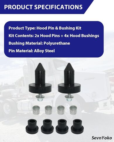 924-5410 غطاء محرك السيارة ومجموعة البطانة يناسب سلسلة Kenworth T2000 T800 W900 T600 2003-2010 - يستبدل K179-528 K179D450 K066-218 M300-NR - يتضمن 2 دبابيس و4 بطانات in Kuwait