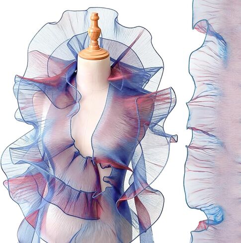 5 Yards Retro Ruffle Trim, Pleated Jellyfish Lace Fabric, Tulle Decorative for Jellyfish Costume Sewing, Dress, Costume, Bag, Cake Decor Trimming Craft in Kuwait