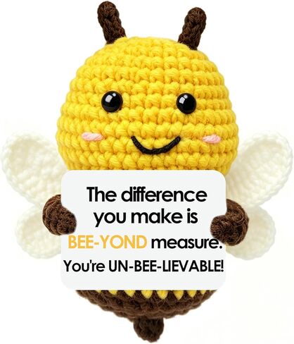 Mini Bee Gift for Teacher Appreciation Graduation Gifts,Emotional Support Positive Bee Inspirational Cheer Up Gifts for Friend Nurse Coworker,Handmade Cute Crochet Bee Desk Decor in Kuwait