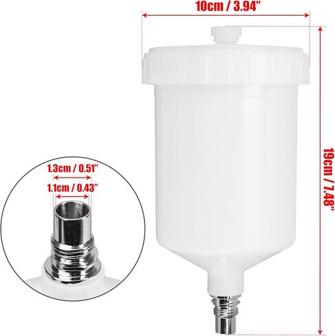 Replacement for SATA Spray Gun Cup, 600ml Plastic HVLP Paint Cup Pan with Air Thread Connector, Compatible Jet Spray Gun Accessory for Car and House Painting in Kuwait