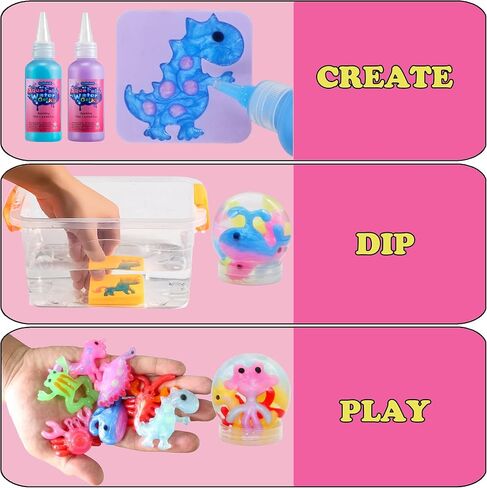 Golinkid Magic Water Elf Toy Kit for Kids, 40 Bottles Aqua Fairy Water Gel Kit, 4 Style Magic Water Kits with 24 Molds 10 Pack of Magic Powder, Crate Your Own Water Pets Craft Kits（40 Colors） in Kuwait