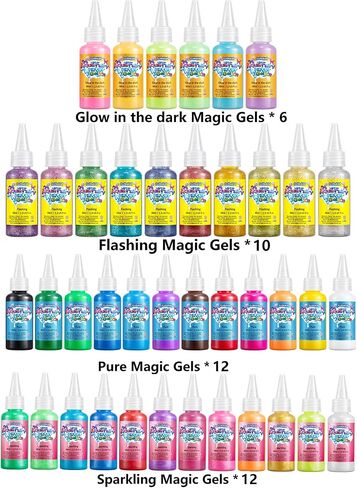 Golinkid Magic Water Elf Toy Kit for Kids, 40 Bottles Aqua Fairy Water Gel Kit, 4 Style Magic Water Kits with 24 Molds 10 Pack of Magic Powder, Crate Your Own Water Pets Craft Kits（40 Colors） in Kuwait