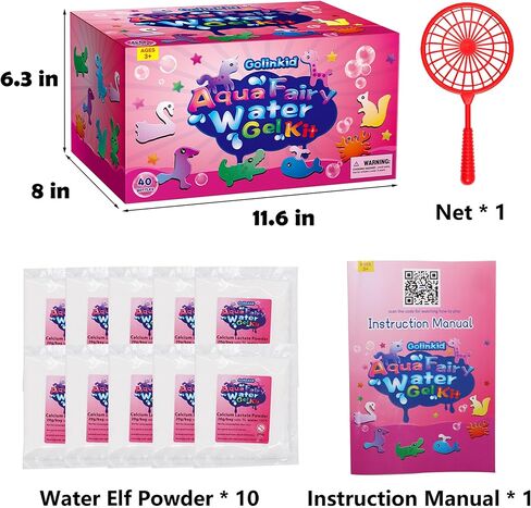 Golinkid Magic Water Elf Toy Kit for Kids, 40 Bottles Aqua Fairy Water Gel Kit, 4 Style Magic Water Kits with 24 Molds 10 Pack of Magic Powder, Crate Your Own Water Pets Craft Kits（40 Colors） in Kuwait